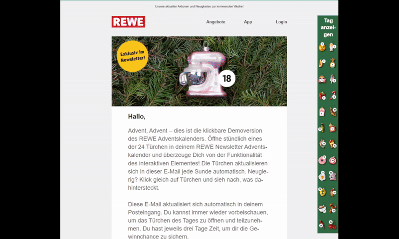 REWE – Interactive email advent calendar