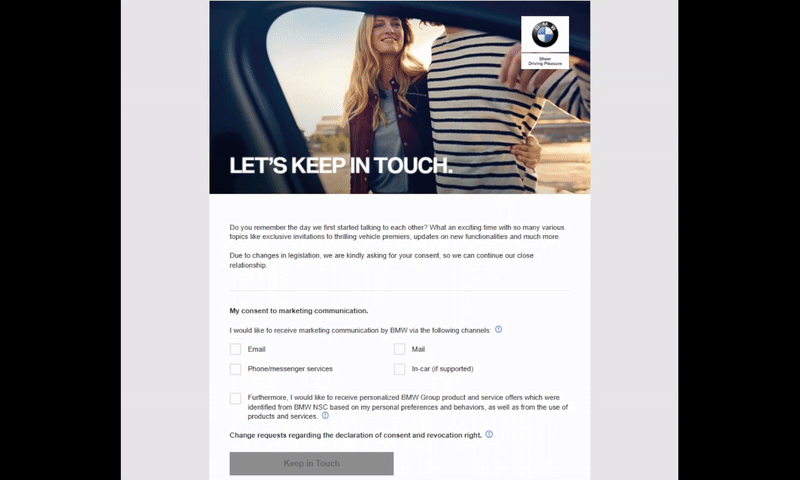 BMW – Interactive opt-in widget
